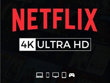 A movie being streamed in stunning 4K quality on a large TV screen via Netflix